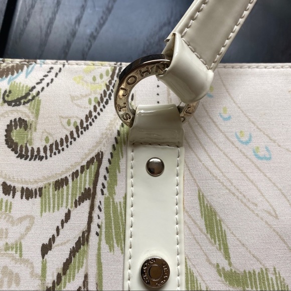 St. John Pastel Scroll Print Designer Tote Bag - Picture 3 of 9